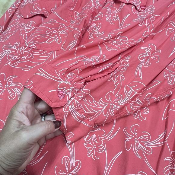 Woman Within Floral Button Down Blouse Top Size 5X Blue Lightweight Flowy Office - Picture 7 of 11